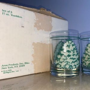 Vintage Avon Color Changing Christmas Tree Magic Glasses 12oz Tumblers Set of 6